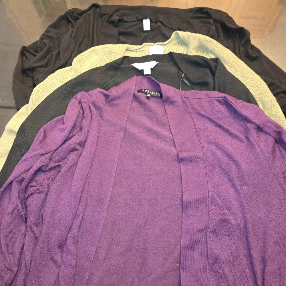 Lot of 4 Womens Cardigans A New Day Love Ellie Black Purple Green XL Large